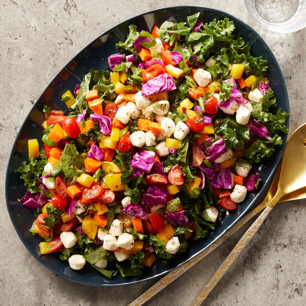 Eat-the-Rainbow Chopped Salad with Basil & Mozzarella ... image