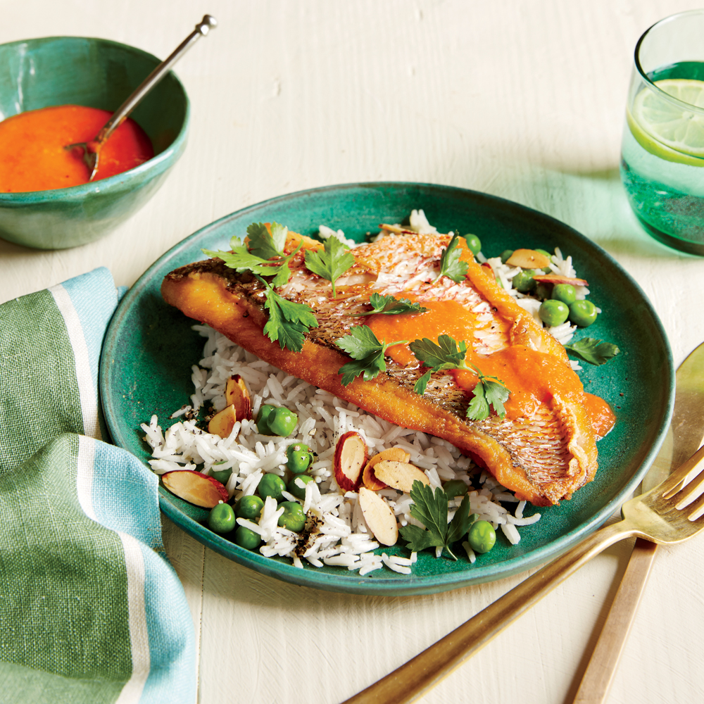 Spanish-Style Snapper with Roasted Red Pepper Sauce Recipe ... image
