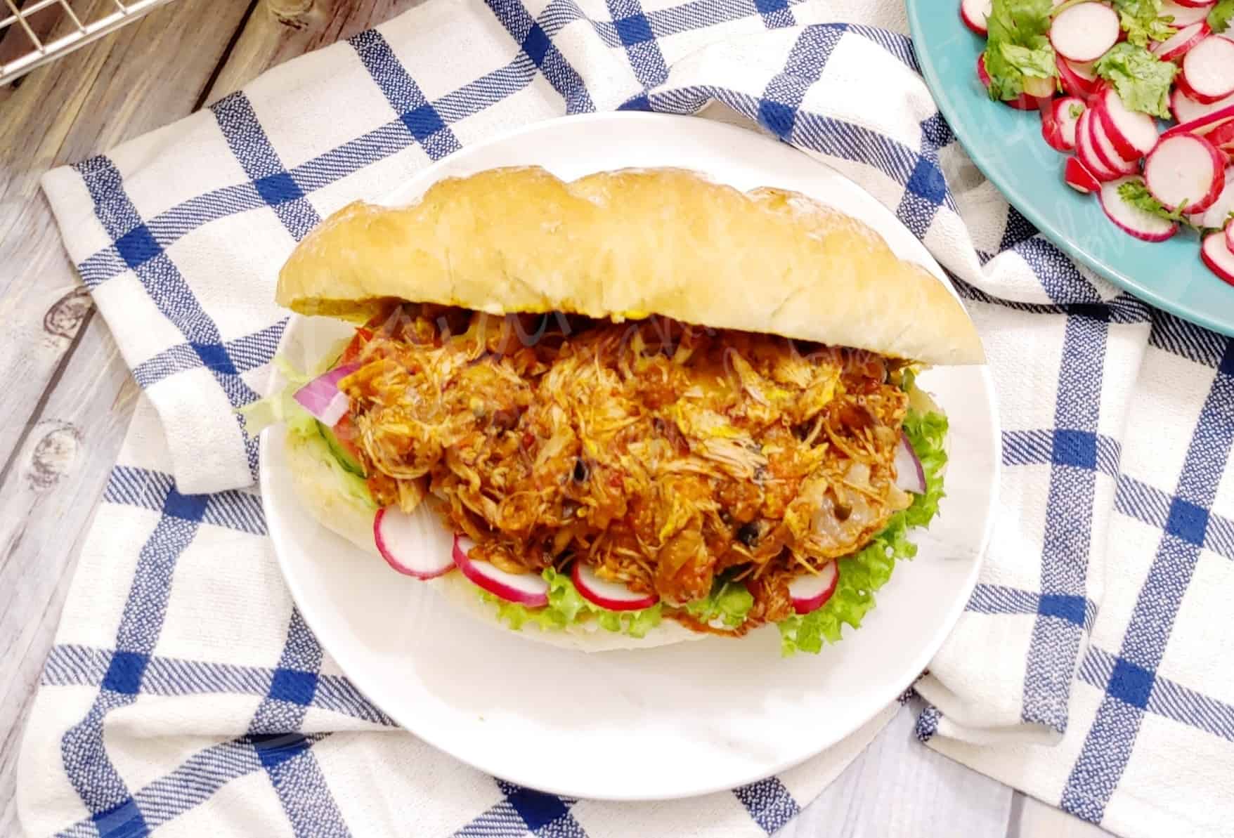 The Best Pan Con Pollo | Shredded Chicken Sandwich image