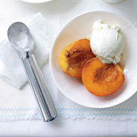 Caramelized Peaches with Ice Cream Recipe | MyRecipes image