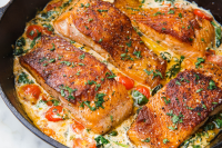 Best Tuscan Butter Salmon Recipe - How to Make Tuscan ... image