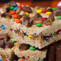 Vanilla Crispy Treats With Leftover Halloween Candy Recipe ... image