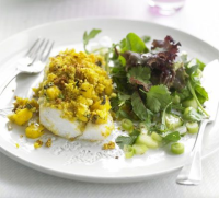 Baked fish with mint & mango relish recipe | BBC Good Food image