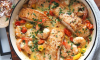 Salmon and Shrimp in Cream Sauce Recipe | Laura in the ... image