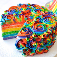 Rainbow Cake Recipe | Land O’Lakes image