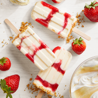 Strawberry Swirl Cheesecake Ice Pops Recipe | EatingWell image
