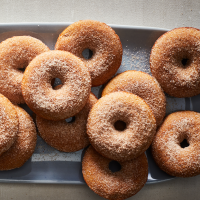 Cinnamon-Sugar Dusted Apple Cider Donuts Recipe | EatingWell image