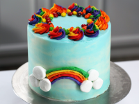 Skittles Rainbow Cake Recipe | MyRecipes image