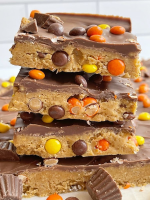 Reese's Pieces Peanut Butter Bars | Just A Pinch Recipes image