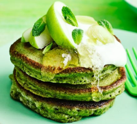 Spinach & matcha pancakes recipe | BBC Good Food image