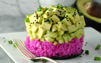 Pink Sushi Rice Avocado Stacks [Vegan, Gluten-Free] - One ... image