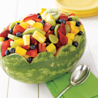 Fresh Fruit in Watermelon Bowl Recipe | MyRecipes image