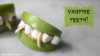 vampire teeth from apples and marshmallows image