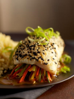 Sesame Seared Alaska Sole Roll Recipe | Food Network image