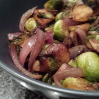 Sauteed Brussels Sprouts w/ Mushrooms & Onions image