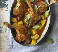 Tender duck & pineapple red curry recipe | BBC Good Food image