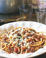 Perciatelli with Meat Sauce and Fontina Recipe - Quick ... image