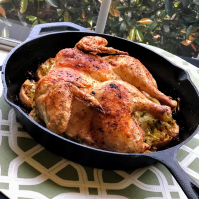 Roast Chicken with Skillet Stuffing Recipe | Allrecipes image