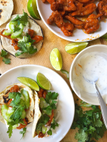 Easy Buffalo Chicken Tacos with Ranch Crema Recipe - How ... image