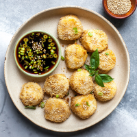 Crispy Scallops with Soy Dipping Sauce Recipe | EatingWell image