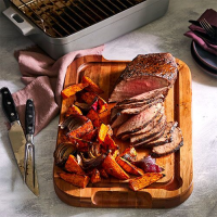Coffee-Rubbed Beef Roast With Sweet Potatoes - Recipes ... image