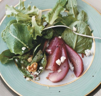 Poached Pear Salad with Blue Cheese and Champagne Vinaigrette image