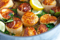 Seared Scallops with Garlic Basil Butter image