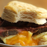 Steak, Egg, And Cheese Breakfast Sandwich Recipe by Tasty image