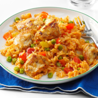 Spanish Rice with Chicken & Peas Recipe: How to Make It image