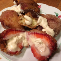 Strawberry Fritters with Chocolate Sauce Recipe | Allrecipes image