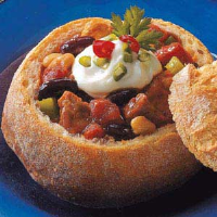Chili in Bread Bowls Recipe: How to Make It image