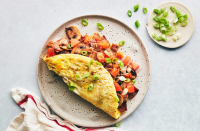 Egg Omelet Recipe with Mushrooms, Tomato, Bacon, & Cheddar ... image