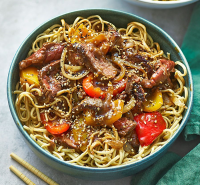 Pepper steak with noodles recipe | BBC Good Food image