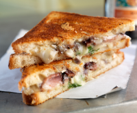 Bucheron goat cheese with pork pastrami melt with ... image