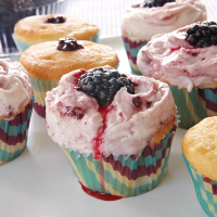 Blackberry Summer Cupcakes Recipe | MyRecipes image