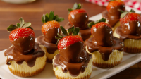 Best Chocolate-Strawberry Cheesecakes Recipe - How to Make ... image