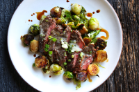 Steak and Brussels Sprouts with Scallion Butter - Delish image