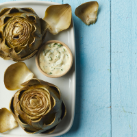 Steamed Artichokes with Herb Aioli Recipe | EatingWell image