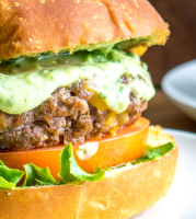 Chipotle Burgers with Creamy Avocado Sauce | Mexican Please image