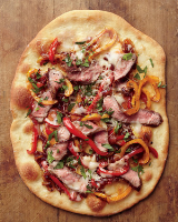 Steak Pizza with Peppers and Onions Recipe | Martha Stewart image