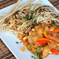 Crispy Chinese Noodles with Eggplant and Peanuts Recipe ... image