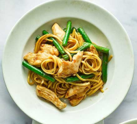 Ginger chicken & green bean noodles recipe | BBC Good Food image