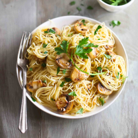 Spaghettini with Mushrooms, Garlic, and Oil Recipe - Quick ... image