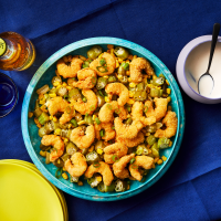 Cornmeal-Crusted Shrimp with Corn & Okra Recipe | EatingWell image