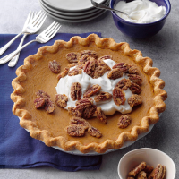 Pumpkin-Sweet Potato Pie with Sugared Pecans Recipe: How ... image