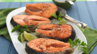 Braised Salmon with Soy-Ginger Sauce Recipe - BettyCrocker.com image