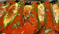 Sivri Peppers with Feta Cheese and Tomato Sauce - Recipe ... image