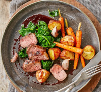 Loin of lamb, wilted spinach, carrots ... - BBC Good Food image