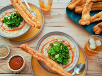 Congee with Chinese Crullers & Sauteed Greens Recipe ... image