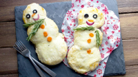 Mini Snowman Pizzas Recipe - Tablespoon.com image